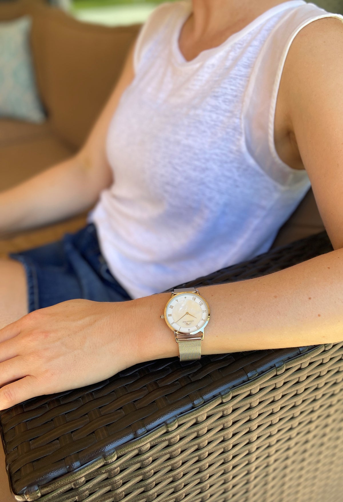 Porsamo Bleu Nina Luxury Diamond Women's Watch, Interchangeable Bands, Silver, White, Beige 861ANIS