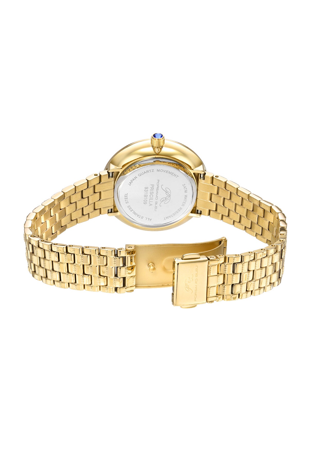 Porsamo Bleu Priscilla Luxury  Women's Stainless Steel Watch, Gold, White 931BPRS
