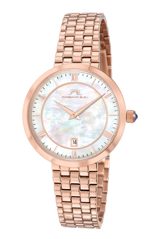 Porsamo Bleu Priscilla Luxury  Women's Stainless Steel Watch, Rose, White 931CPRS