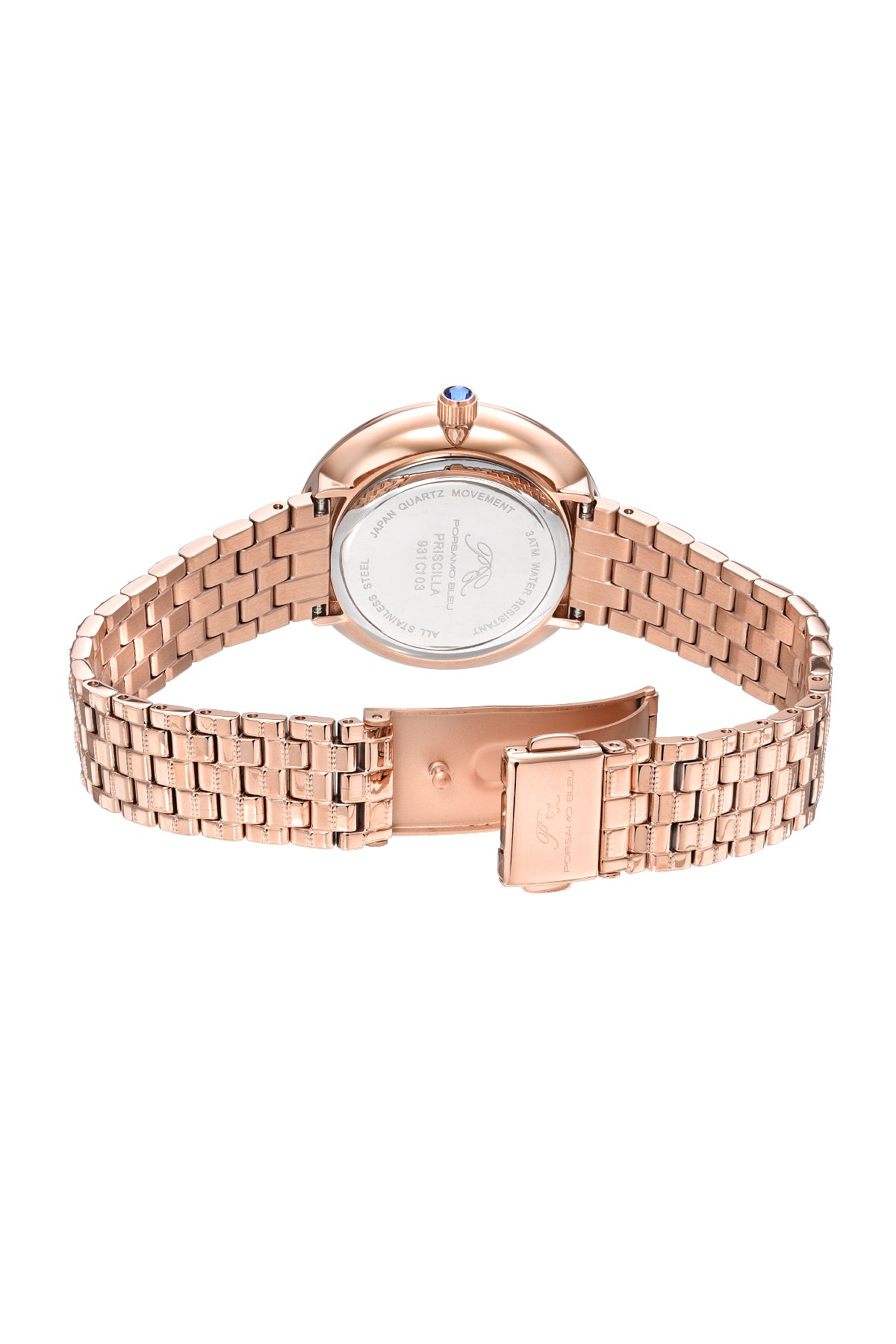 Porsamo Bleu Priscilla Luxury  Women's Stainless Steel Watch, Rose, White 931CPRS