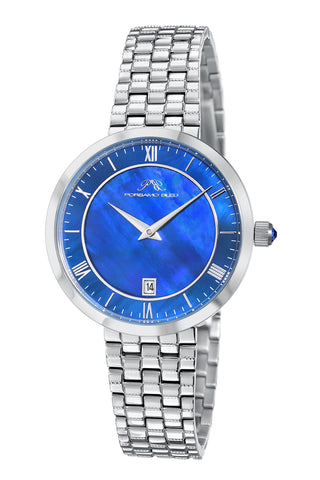 Porsamo Bleu Priscilla Luxury  Women's Stainless Steel Watch, Silver, Blue 932APRS
