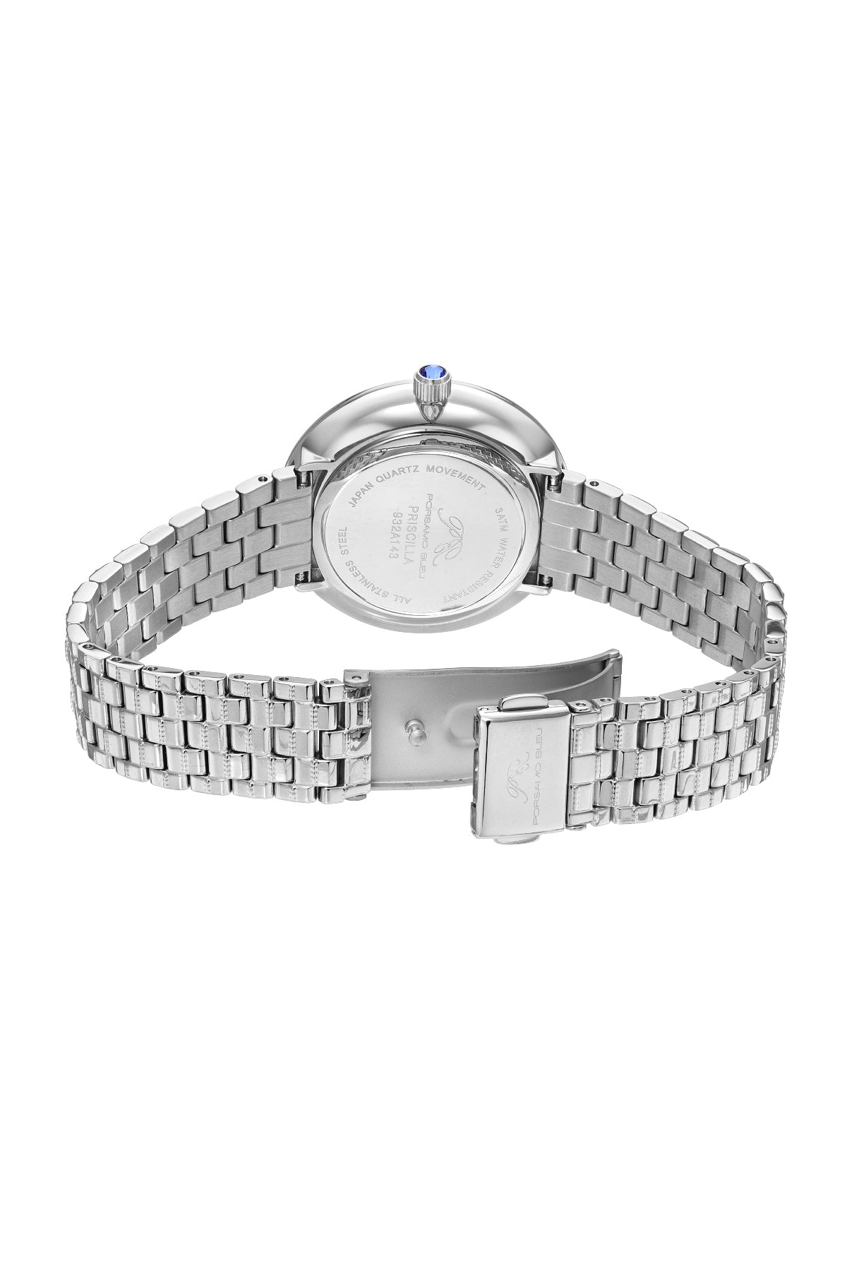 Porsamo Bleu Priscilla Luxury  Women's Stainless Steel Watch, Silver, Blue 932APRS
