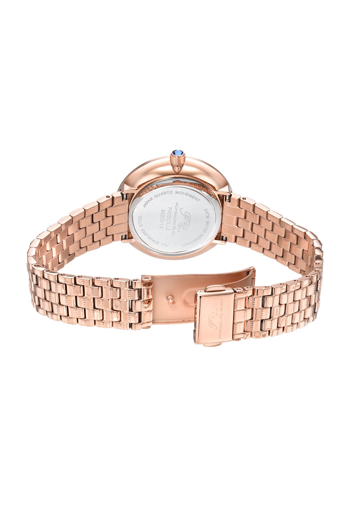 Porsamo Bleu Priscilla Luxury  Women's Stainless Steel Watch, Rose, Blue 932CPRS