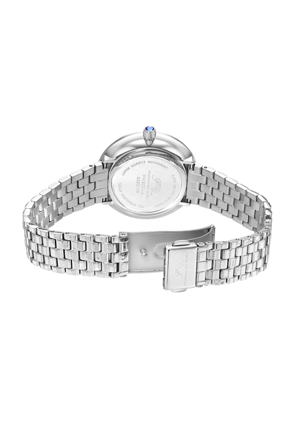 Porsamo Bleu Priscilla Luxury  Women's Stainless Steel Watch, Silver, Baby Pink 932DPRS