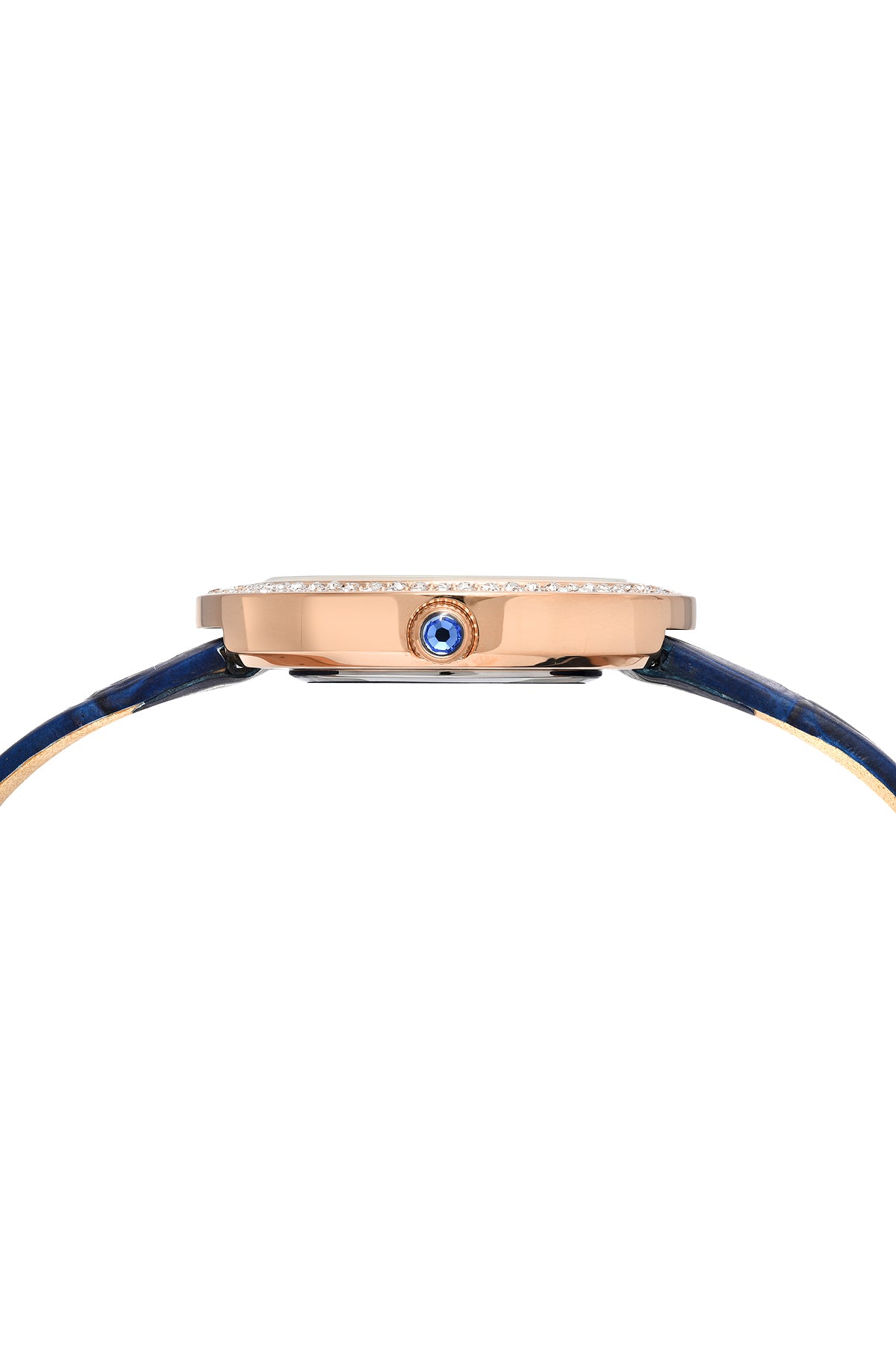 Porsamo Bleu Larissa luxury women's watch, genuine leather band, crystal inlaid bezel, white, rose, blue 892CLAL