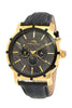 Porsamo Bleu NYC Moon luxury men's watch, genuine leather band, gold, black 057BNYL