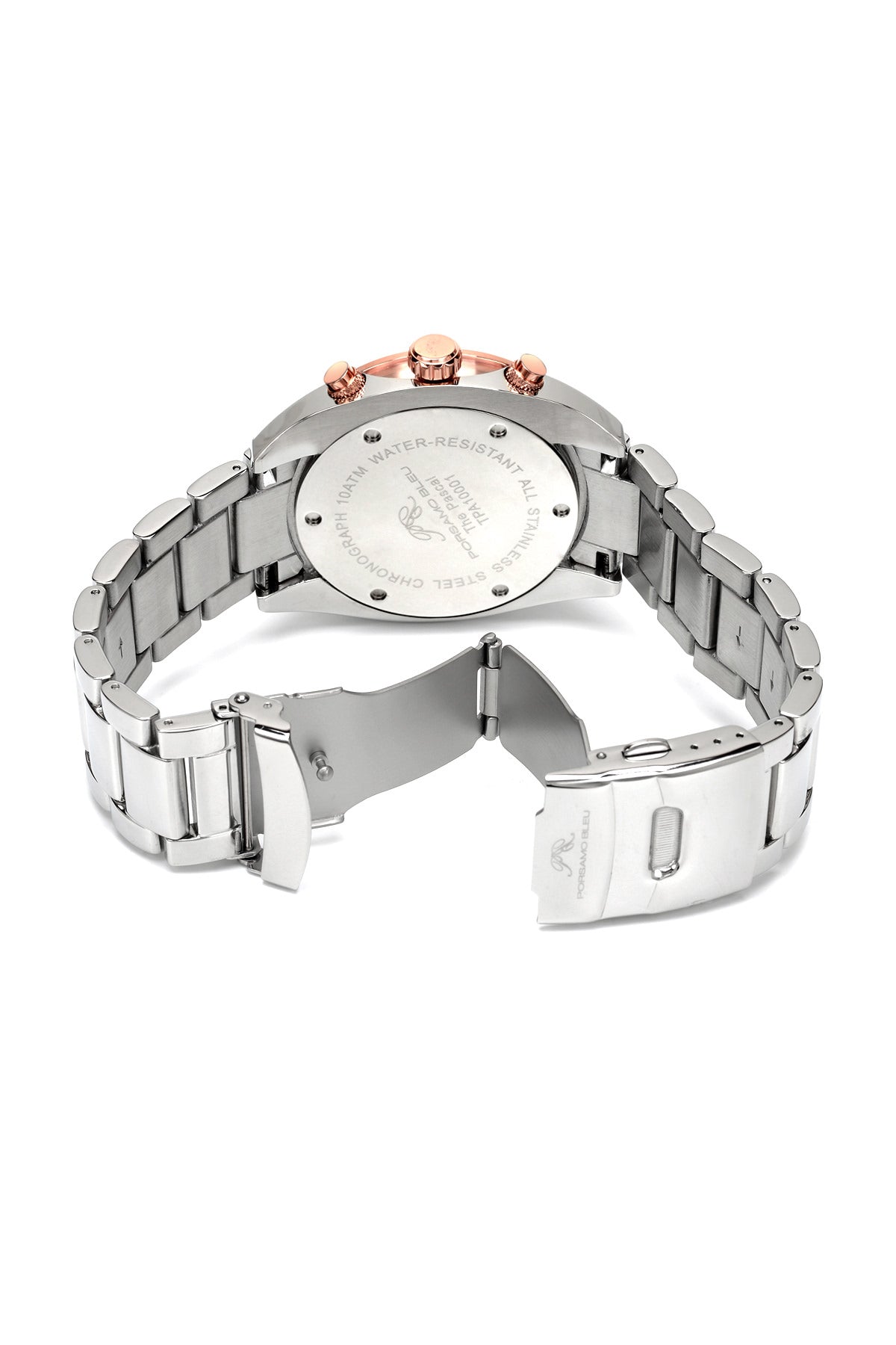 Porsamo Bleu Pascal Luxury Chronograph Men's Stainless Steel Watch, Silver, Rose 261APAS