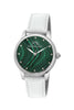 Porsamo Bleu Gemma luxury diamond women's watch, genuine leather band, silver, white, malachite 731CGEL