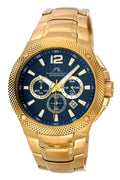 Porsamo Bleu Pierre Luxury Chronograph Men's Stainless Steel Watch, Gold Tone And Blue 253BPIS