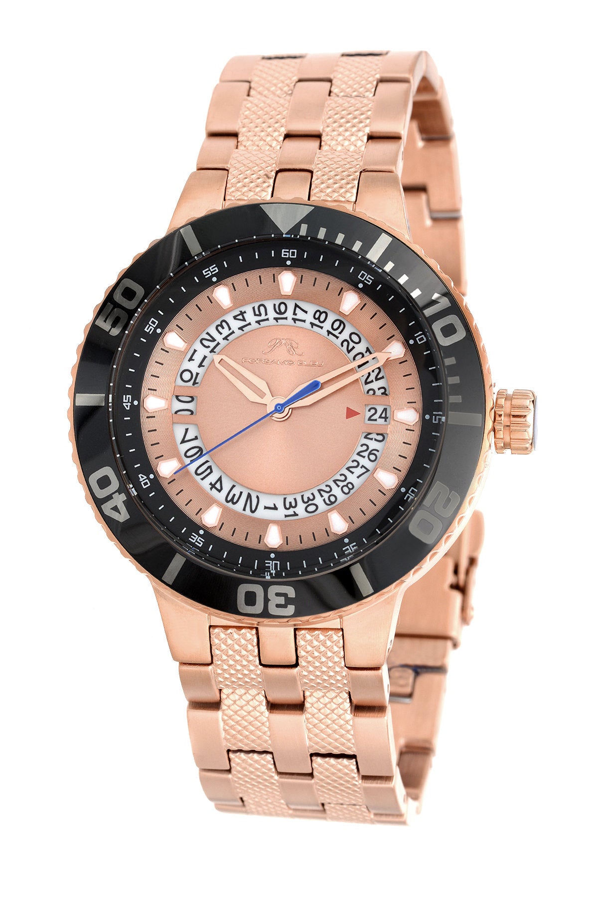 Porsamo Bleu Sebastian luxury men's stainless steel watch, rose, black 461CSES