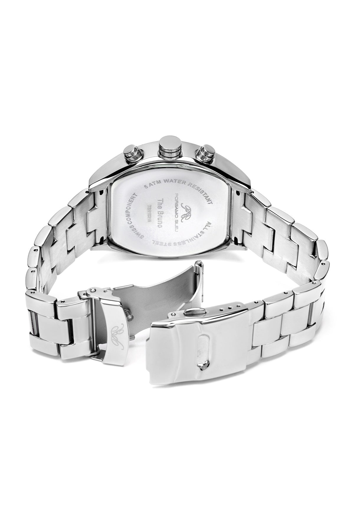 Porsamo Bleu Bruno luxury men's stainless steel watch, silver, white 201ABRS