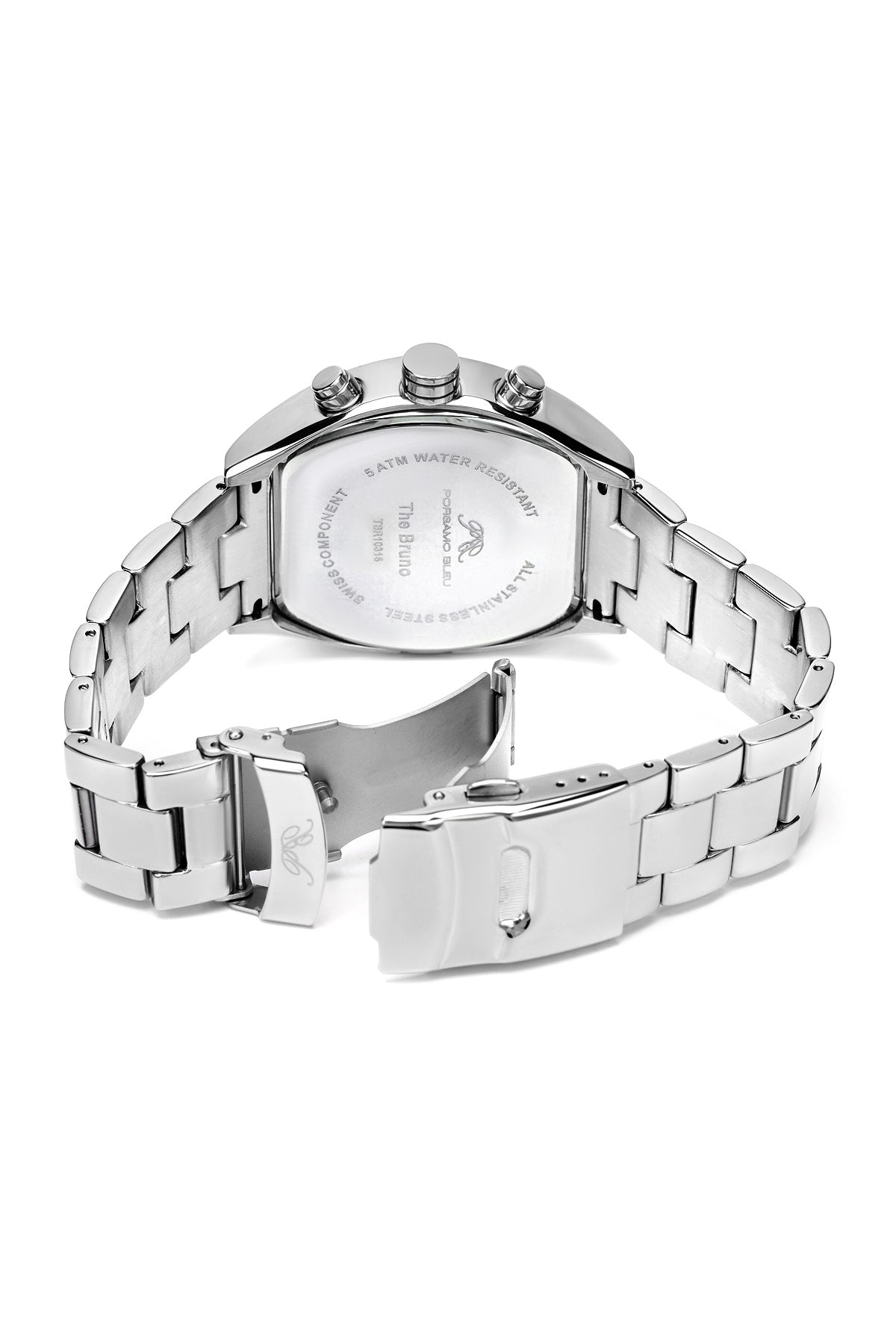 Porsamo Bleu Bruno Luxury Men's Stainless Steel Watch, Silver, White 201ABRS