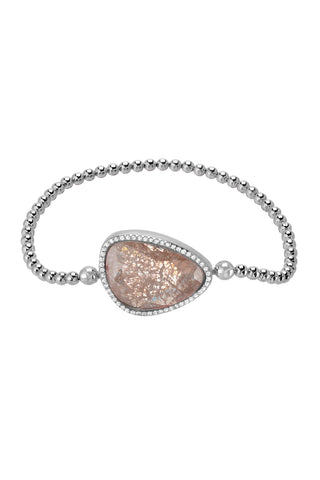 Stretch bead bracelet with topaz and quartz 505BS