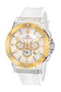 Porsamo Bleu Marcus Luxury Chronograph Men's Watch, Silicone Strap, Gold, White 653BMAR