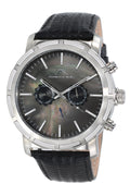 Porsamo Bleu NYC Luxury Men's Watch, Genuine Leather Band, Silver, Black 051ANYL