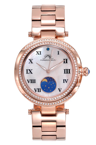 Porsamo Bleu South Sea Crystal Moon Luxury Women's Stainless Steel Watch, Rose 108ASSM