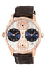 Porsamo Bleu Benedict Luxury Two Movements Men's Genuine Leather Band Watch, Rose, Brown 1161CBEL