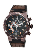Porsamo Bleu Las Vegas Luxury Men's Watch, Silicone Strap, Interchangeable Bezels, Brown 114ELVR