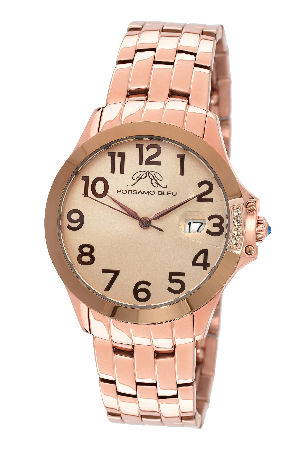 Porsamo Bleu Olivia luxury women's stainless steel watch, rose, brown 984AOLS