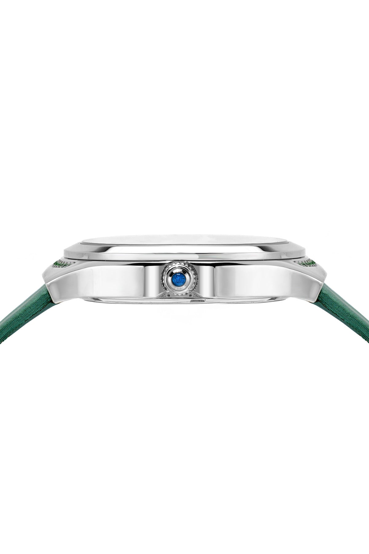 Porsmao Bleu Carmen Luxury Women's Watch, Satin Covered Genuine Leather Band, Silver, Green 992ACAL