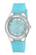 Porsamo Bleu Guilia Luxury Women's Silicone Strap Watch, Interchangeable Bands, Silver, White, Turquoise 1122CGUR