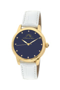 Porsamo Bleu Gemma Luxury Diamond Women's Watch, Genuine Leather Band, Gold, White, Lapis Lazuli 732BGEL