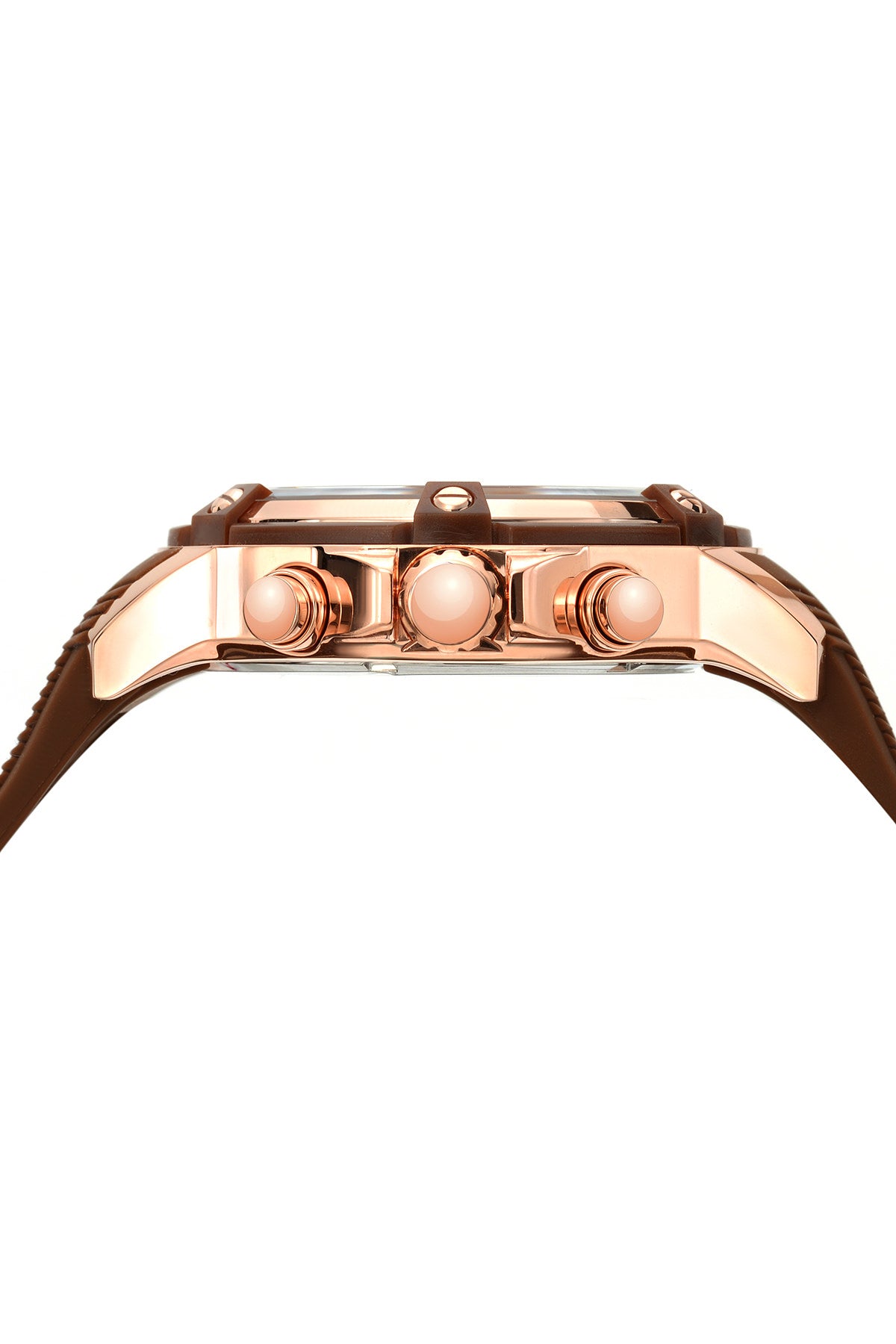Porsamo Bleu Stavros Luxury Chronograph Men's Watch, Silicone Strap, Rose, Brown 481BSTR