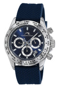 Porsamo Bleu Preston Sport Luxury Multifunction Men's Silicone Watch, Silver And Blue 1034APRR