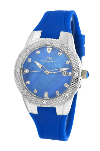 Porsamo Bleu Linda luxury women's watch, silicone strap, silver, blue 492ALIR