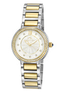 Porsamo Bleu Stella Luxury Crystal Womens Stainless Steel Watch, Two Tone With Silver Guilloche And Sunray Dial 1191DSTS