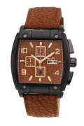Porsamo Bleu London Luxury Chronograph Men's Watch, Genuine Leather Band, Black, Brown 142DLOL