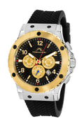 Porsamo Bleu Marcus Luxury Chronograph Men's Watch, Silicone Strap, Gold, Silver, Black 651CMAR
