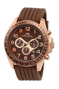 Porsamo Bleu Wolfgang Luxury  Chronograph Men's Watch, Silicone Strap, Rose, Brown 571CWOR