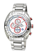 Porsamo Bleu Julien Luxury  Chronograph Men's Stainless Steel Watch, Silver, White, Red 271AJUS