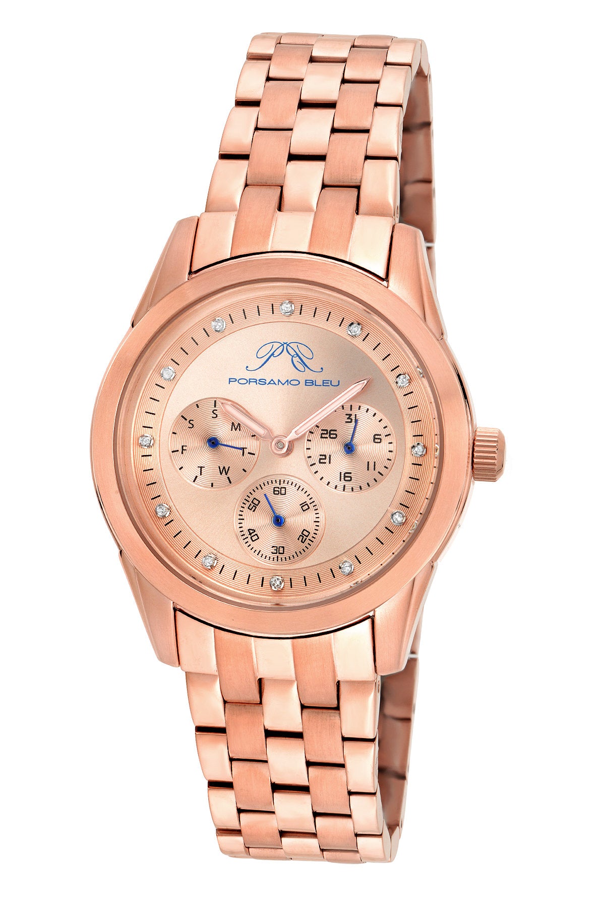 Porsamo Bleu Diana Luxury Diamond Women's Stainless Steel Watch, Rose 741CDIS