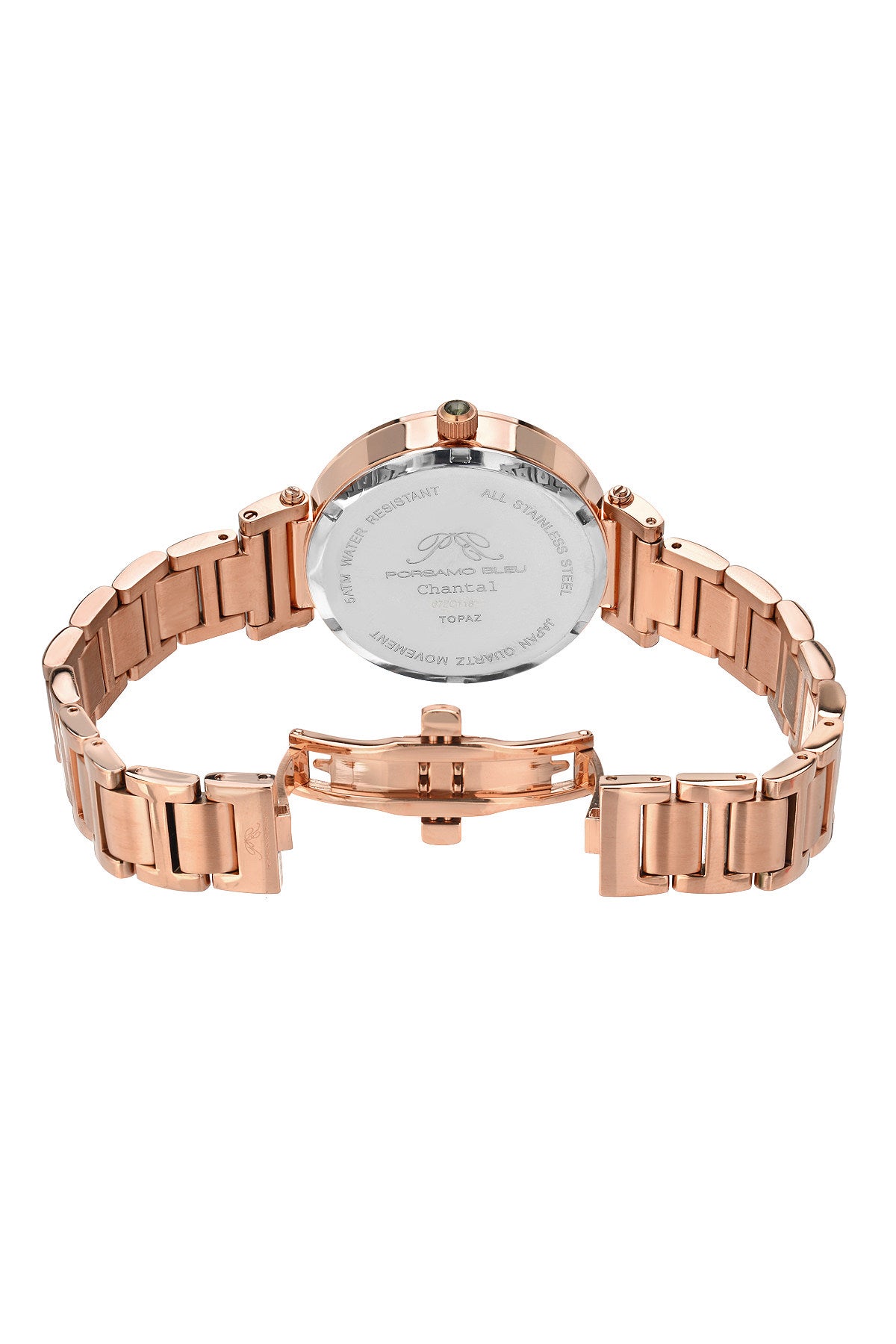 Porsamo Bleu Chantal Luxury Topaz Women's Stainless Steel Watch, Rose, Brown 672CCHS