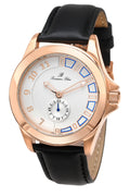 Porsamo Bleu Soho Luxury Mens Dress Watch With Genuine Leather Band Rose Tone And Black 042BSOL