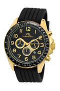 Porsamo Bleu Wolfgang Luxury  Chronograph Men's Watch, Silicone Strap, Gold, Black 571BWOR