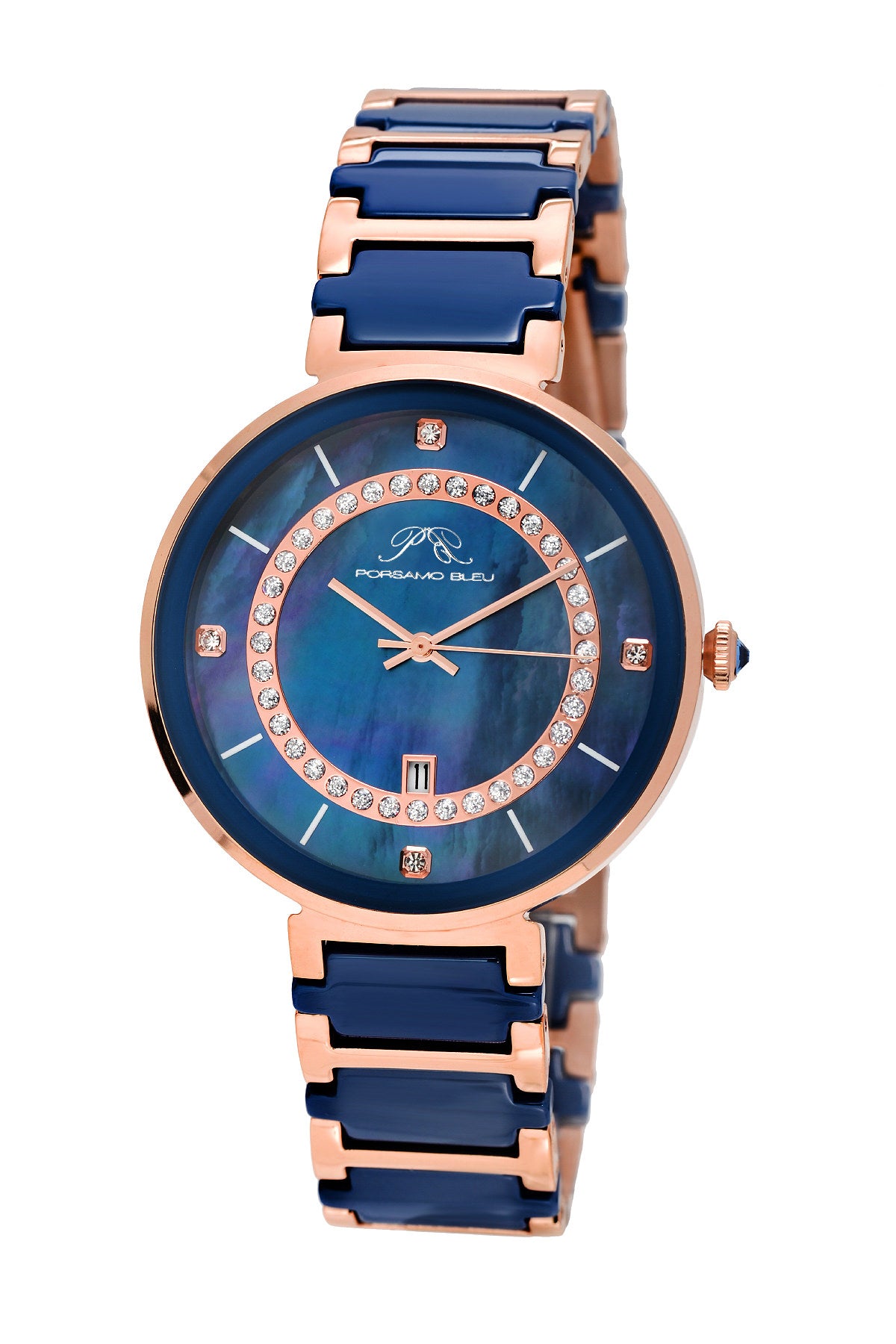 Porsamo Bleu Alexandra luxury ceramic women's watch, rose, blue 792CALC