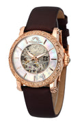 Porsamo Bleu Liza Luxury Automatic Topaz Women's Watch, Satin Leather Watch, Rose, Brown 691CLIL