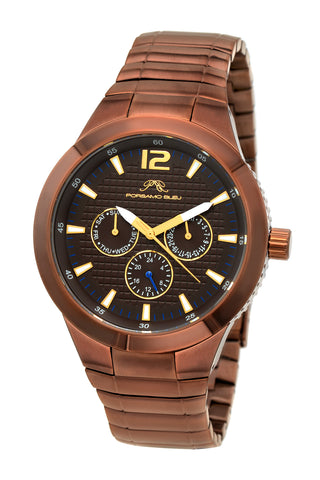 Porsamo Bleu Luca luxury men's stainless steel watch, brown, black 531ELUS
