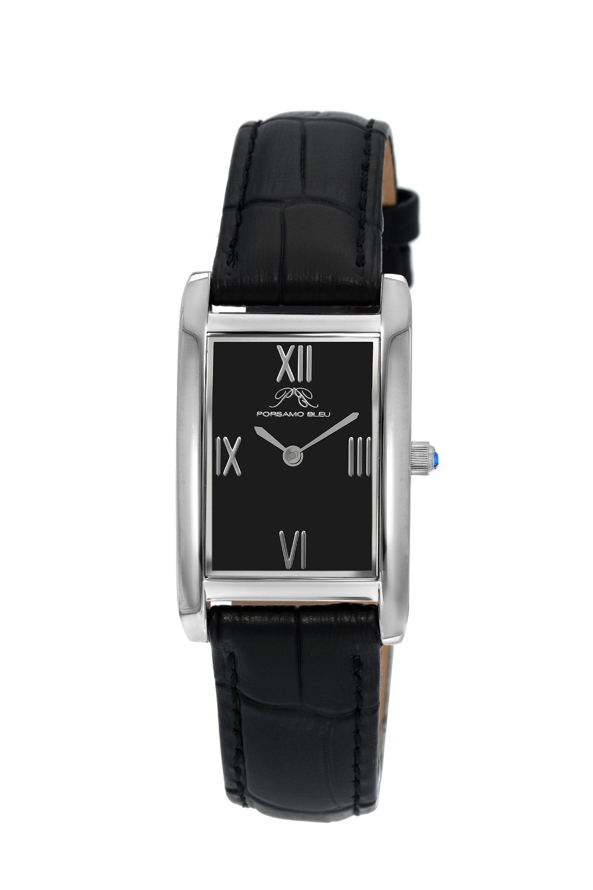 Porsamo Bleu Karla Luxury Women's Stainless Steel Watch, Interchangeable Bands, Silver, Black 962AKAS