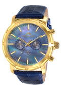 Porsamo Bleu NYC Luxury Men's Watch, Genuine Leather Band, Gold, Blue 056BNYL