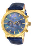 Porsamo Bleu NYC luxury men's watch, genuine leather band, gold, blue 056BNYL