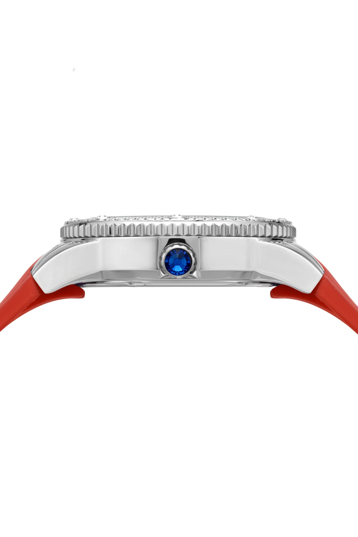 Porsamo Bleu Linda luxury women's watch, silicone strap, silver, red 493ALIR