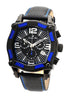 Porsamo Bleu Sao Paulo Chronograph Men's Watch, Genuine Leather Band, Black, Blue 021ASPL