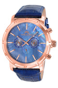 Porsamo Bleu NYC Luxury Men's Watch, Genuine Leather Band, Rose, Blue 056CNYL