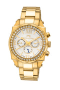 Porsamo Bleu Milan Crystal Luxury Women's Stainless Steel Watch, Swarovski® Crystals, Gold, White, 037BMCS