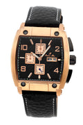 Porsamo Bleu London Luxury Chronograph Men's Watch, Genuine Leather Band, Rose, Black 141CLOL