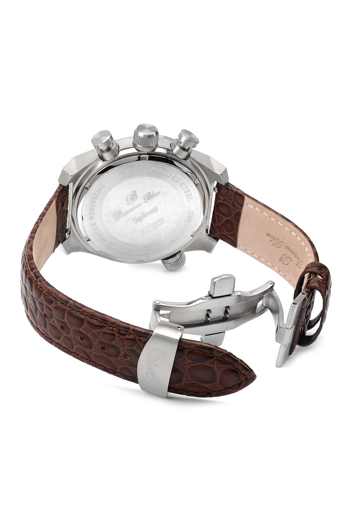 Porsamo Bleu Sydney luxury men's watch, genuine leather band, silver, brown 161BSYL